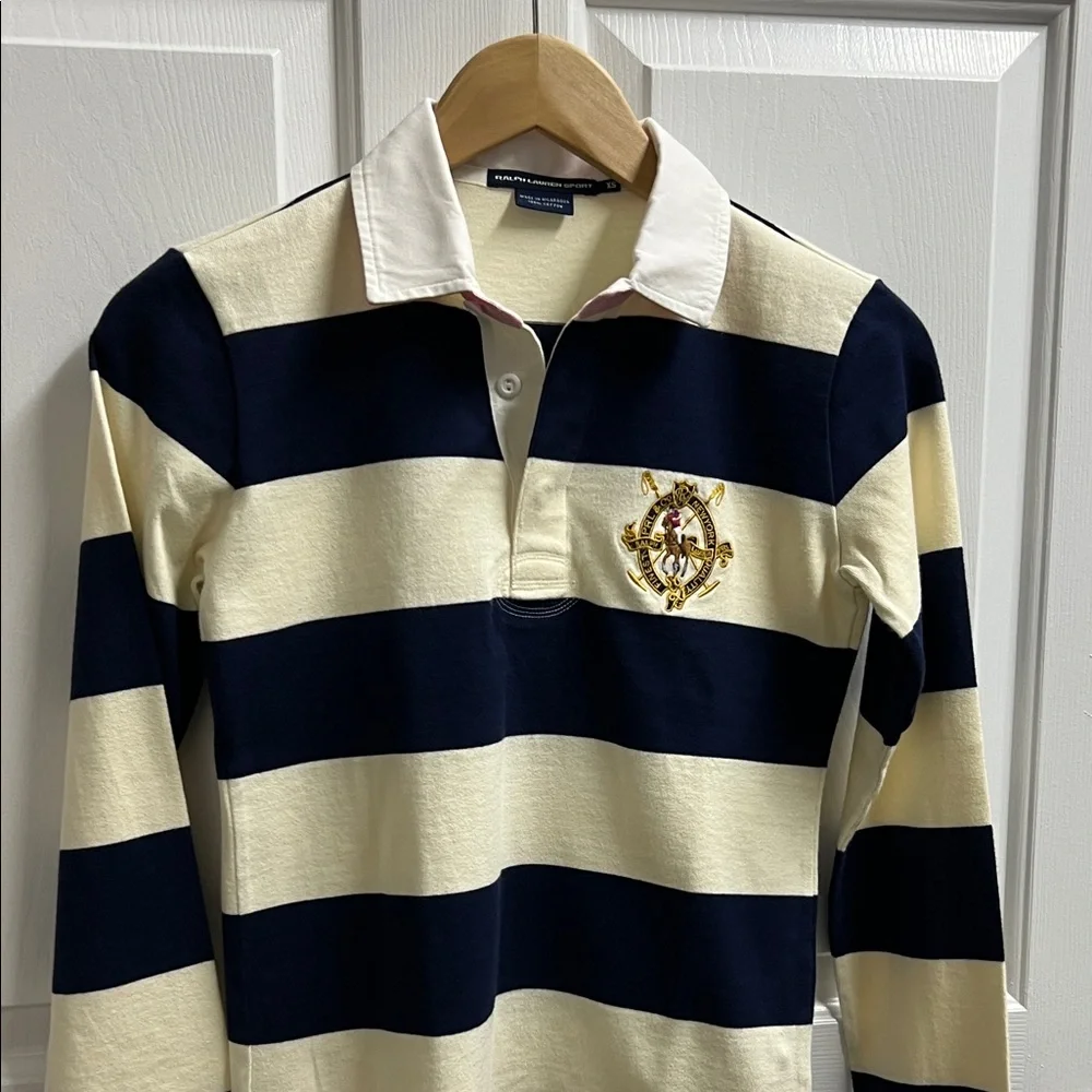 Polo by Ralph Lauren women’s Navy and Cream long sleeve Shirt size xs - Picture 2 of 9